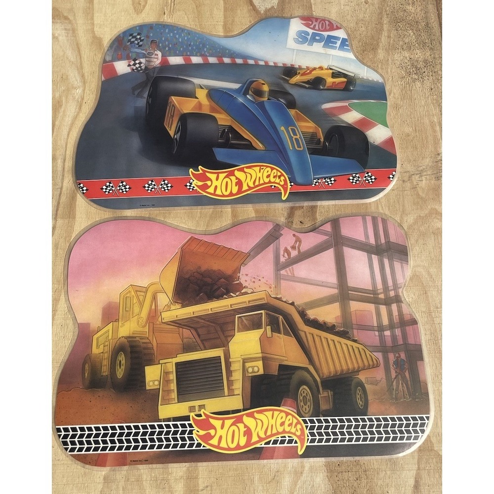 Vintage Hot Wheels Kids Activity Placemat 1988 Lot Of 2